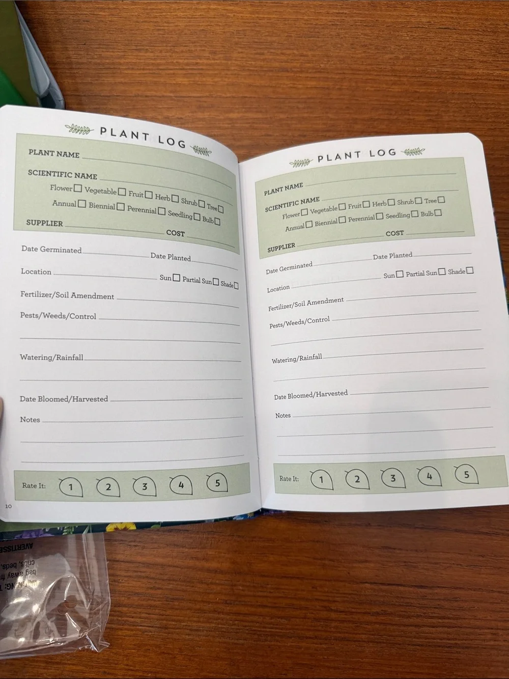 N/A gardener logbook